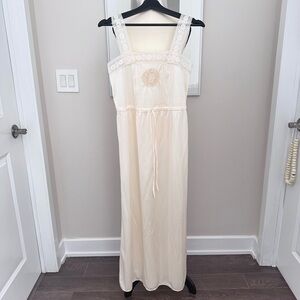 Cream Lace-Trim Sleep Maxi Dress - Women Intimates